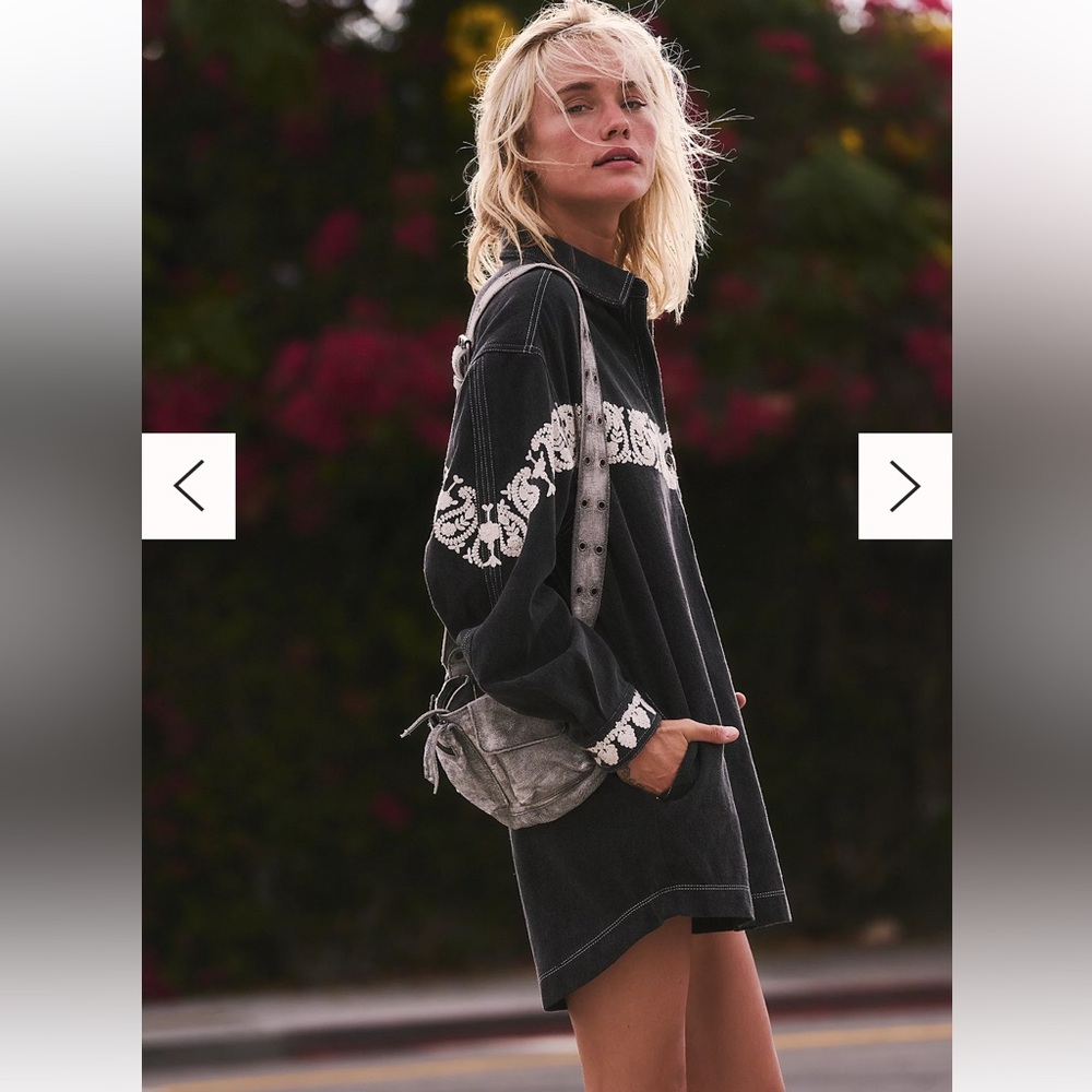 Free people Bali midnight city denim mini dress Size Small in Black